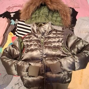 NWOT Vintage Ecko Red Olive Green Puffer Coat w/Fur Hood_Keep Warm *Make Offer*
